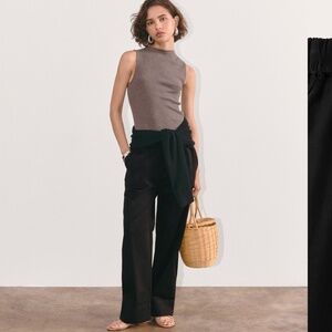 Everlane The Cotton Easy Pant Black Pull-On Trousers Women’s Size 8, New